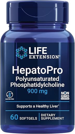 Suplemento HepatoPro de Fosfatidilcolina Poliinsaturada da Life Extension – Suporte à Saúde e Desintoxicação do Fígado – Não-OGM, Sem Glúten – 60 Cápsulas