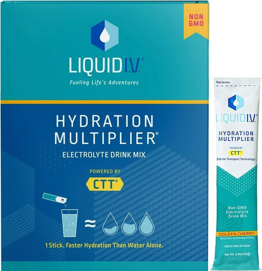 Liquid I.V. - Liquid i.v. Mix de bebida eletrolítica sabor cereja dourada – 30 pacotes (marca Liquid i.v.)