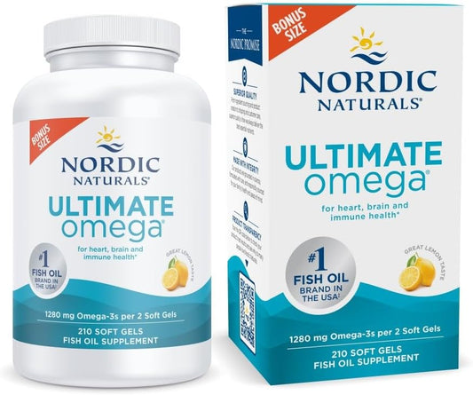 Ultimate Omega – Ômega-3 de Alta Potência com EPA – 210 Cápsulas – Sabor Limão – 1280 mg Ômega-3 - Nordic Naturals