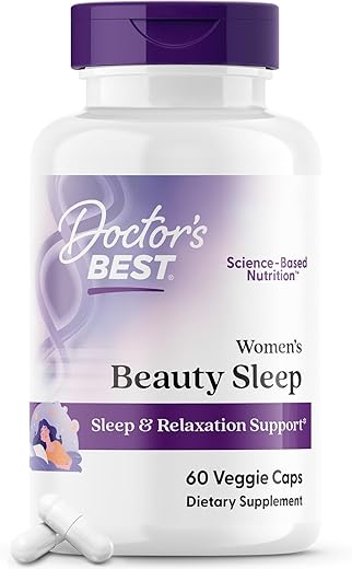 Doctor's BEST - Doctor’s Best – Cápsulas Vegetais para o Sono da Beleza Feminina 60 unidades