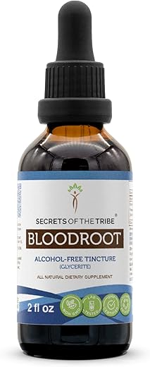 Tintura de Raiz Seca de Sanguinária Responsavelmente Cultivada – Secrets of the Tribe, Extrato Livre de Álcool (60 ml)
