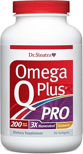 Omega Q Plus PRO – Suporte Profissional para o Coração e Envelhecimento Saudável com 200 mg de CoQ10 e 90 mg de Resveratrol para Produção Ótima de Energia Celular (90 cápsulas) - Dr. Sinatra