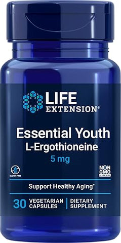 Essential Youth L-Ergothioneine – Promove Longevidade | 60 cápsulas | 250mg | Antioxidante Potente - Life Extension