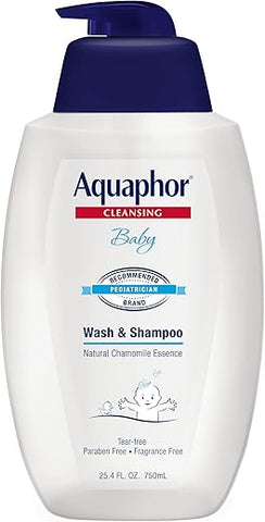 Aquaphor Baby Wash and Shampoo – Shampoo e Sabonete para Bebês sem Perfume, Frasco com Bomba de 750 ml