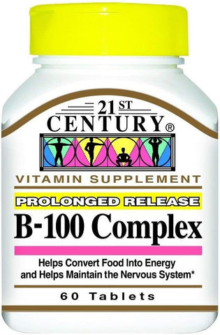 Vitamina B-100 Complex 21st Century 60 Comprimidos (4 Pacotes) – Aumente sua energia e bem-estar!