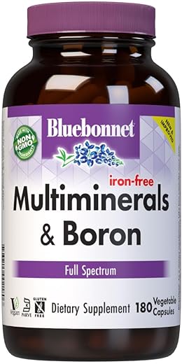 Bluebonnet - BlueBonnet Multi Minerais Plus Boron Cápsulas Vegetarianas, 180 Unidades – Marca BlueBonnet