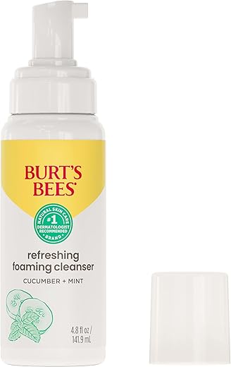 Burt's Bees - Burt’s Bees – Espuma de Limpeza Facial Refrescante com Pepino e Hortelã, 4,8 fl. oz (142 ml)
