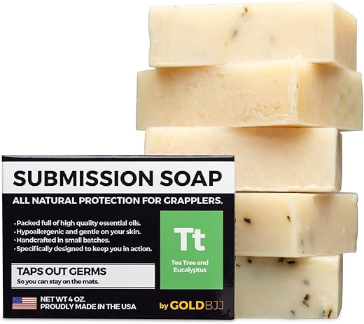 Gold BJJ - Sabonete em Barra de Óleo de Melaleuca Premium – Fabricado nos EUA para BJJ, Jiu Jitsu, Wrestling e Grappling (Pacote com 5 Barras de Sabonete de 113g, Melaleuca Clássica)
