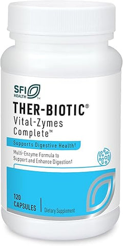Enzimas Digestivas Completas Vital-Zymes para Auxiliar na Digestão e Quebra de Proteínas, Peptídeos, Carboidratos, Açúcares e Gorduras – 60 cápsulas - Klaire Labs