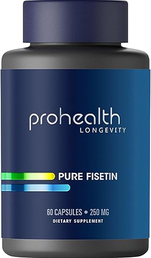 Pure Fisetin – Cápsulas de 250 mg (60 unidades) – Suplemento Natural de Fisetina Pura para Uso Intermitente em Alta Dose. Testado por Terceiros para Potência e Segurança. GMP - ProHealth