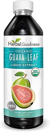 Herbal Papaya - Extrato de Folha de Goiaba Orgânico | Folhas de Goiaba | Hojas de Guayaba | Suplemento Líquido Antioxidante, Apoio à Saúde Digestiva, Não-OGM por Herbal Goodness – 355ml