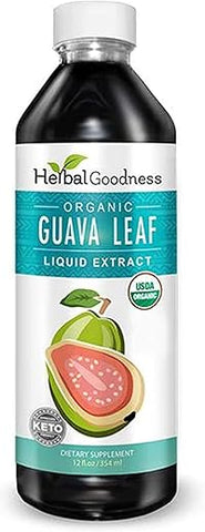 Herbal Papaya - Extrato de Folha de Goiaba Orgânico | Folhas de Goiaba | Hojas de Guayaba | Suplemento Líquido Antioxidante, Apoio à Saúde Digestiva, Não-OGM por Herbal Goodness – 355ml