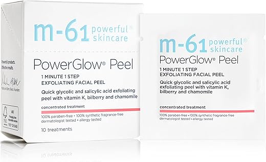 M 61 - M-61 PowerGlow® Peel – 10 Tratamentos – Peel de brilho esfoliante de 1 minuto e 1 passo com glicólico, vitamina K