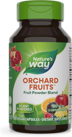 Nature's Way - Nature’s Way Orchard Fruits: Pó de Frutas, Mistura com 12 Frutas Diferentes, 900mg por Porção de 2 Cápsulas, 60 Cápsulas (Embalagem Pode Variar)