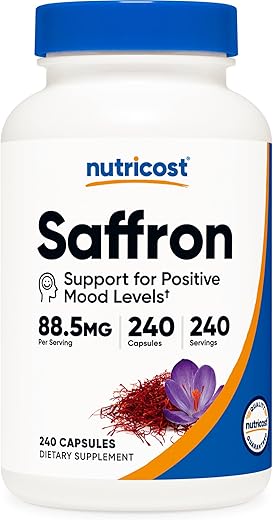 Extrato de Açafrão 88.5mg, 240 Cápsulas – Veggie Caps, Sem OGM, Sem Glúten - Nutricost