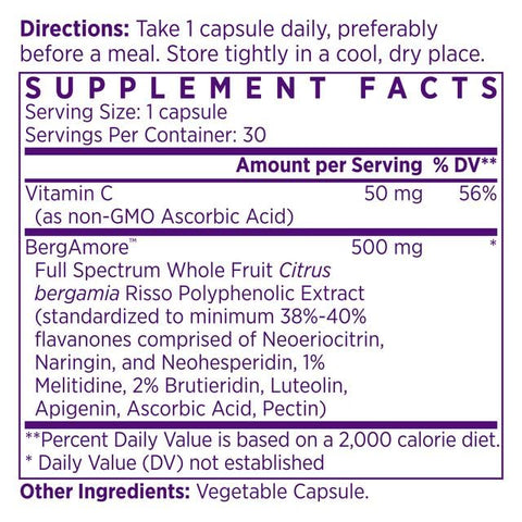 Bergamota Cítrica Italiana 500mg Desenvolvida por Cardiologista Premiado para Apoiar Colesterol Saudável – Marca NAOMI - NAOMI