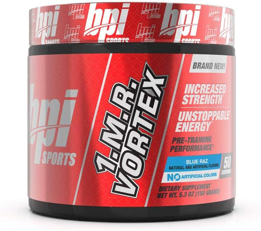 1.M.R. Vortex Pó Pré-Treino, Blue Raz, 150g - BPI Sports