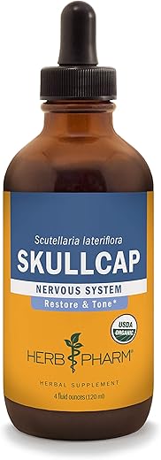 Extrato Líquido de Skullcap Orgânico Certificado para Suporte ao Sistema Nervoso, Álcool de Cana Orgânico, 120 ml - Herb Pharm