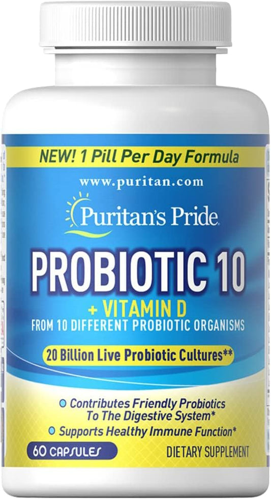 Puritan's Pride - Puritan’s Pride – Probiótico de Liberação Rápida 2-Pack: 10 Cepas Probióticas, 60 Cápsulas (120 Cápsulas no Total)