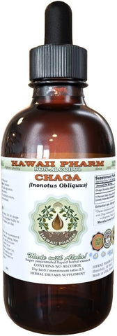 Chaga Extrato Líquido Sem Álcool, Chaga (Inonotus obliquus) Cogumelo Inteiro Seco Glicerito Hawaii Pharm Herbal Natural 120 ml