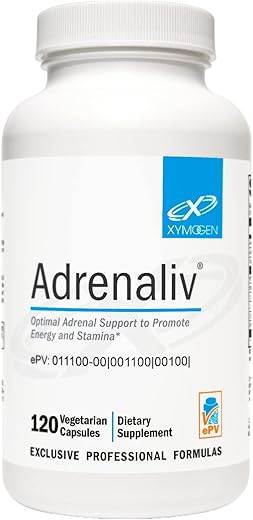 Adrenaliv – Suporte Adrenal para Resposta ao Estresse, Energia e Resistência – Rhodiola Rosea, Eleuthero, Complexo Adrenal, Alcaçuz – 60 cápsulas - XYMOGEN