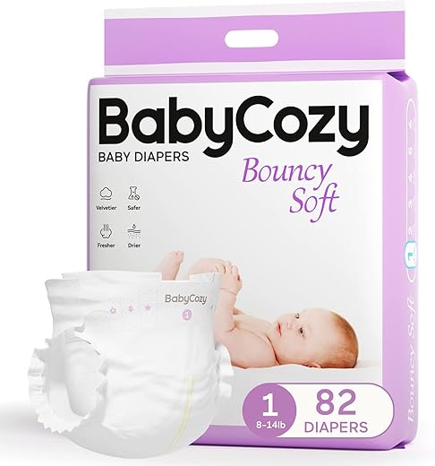 Fraldas Descartáveis Babycozy BouncySoft para Recém-Nascidos com Pele Sensível, Hipoalergênicas, Brancas e sem Cloro – Macias para o Bebê
