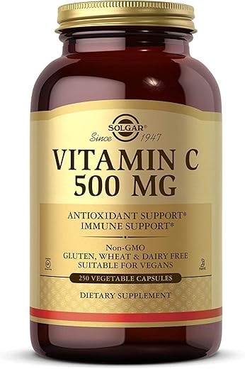 SOLGAR - Solgar Vitamina C 500 mg, 250 Cápsulas Vegetais – Antioxidante