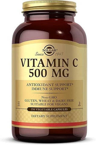 SOLGAR - Solgar Vitamina C 500 mg, 250 Cápsulas Vegetais – Antioxidante