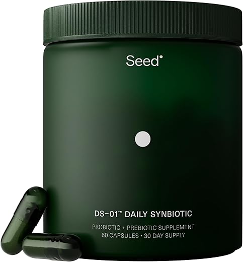 DS-01 Daily Synbiotic – Prebiótico e Probiótico (60 Cápsulas) – 53,6 Bilhões de AFU – Saúde Digestiva, Saúde Intestinal e Saúde Imunológica – Probióticos Multicéfalos para Mulheres - Seed