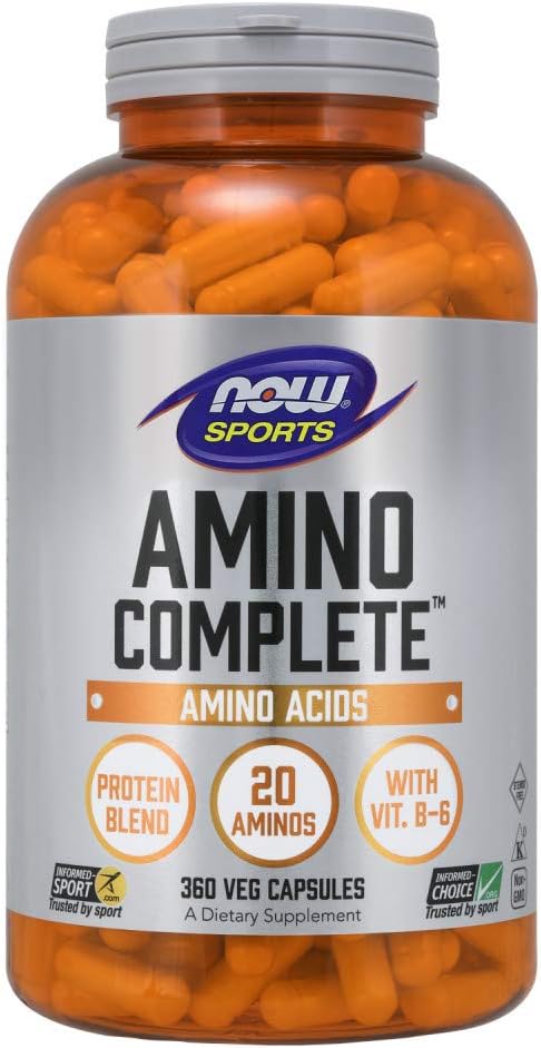 NOW Foods - NOW Sports Nutrition, Amino CompleteTM com Vitamina B-6, 360 Comprimidos – Energia e Recuperação Muscular