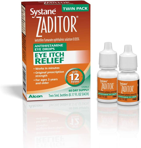 Alcon - Zaditor Colírio Antialérgico, Pacote Duplo, 5 mL Cada – Melhor Preço