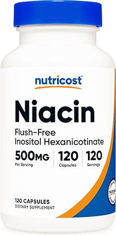 Niacin (Flush-Free) Inositol Hexanicotinate 500mg – 120 Cápsulas – Vitamina B3 – Comprar Online - Nutricost