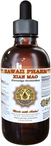 Hawaii Pharm - Xian Mao Tintura, Xian Mao, Extrato Líquido de Raiz de Curculigo (Curculigo Orchioides), Suplemento Herbal 120 ml
