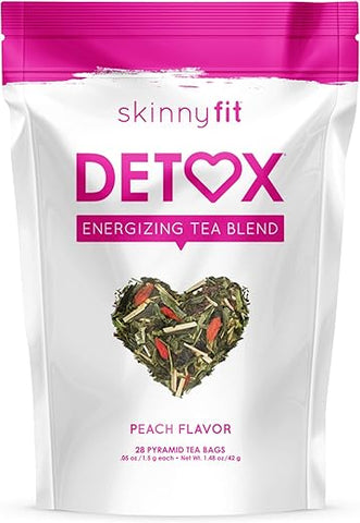 Detox Tea: Chá Detox Natural para Emagrecimento Saudável, Reduz Inchaço, Energia Natural, Reforça o Sistema Imunológico, Vegano, 28 Porções - SkinnyFit