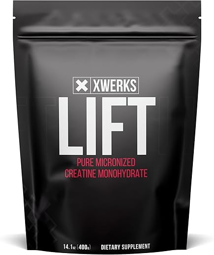 Xwerks - Lift Creatina Monohidratada em Pó Micronizada, Sem Sabor, 80 Porções – Fórmula 100% Pura Natural de 5000mg de Creatina – Suplemento em Massa Altamente Solúvel – Pré-Treino para