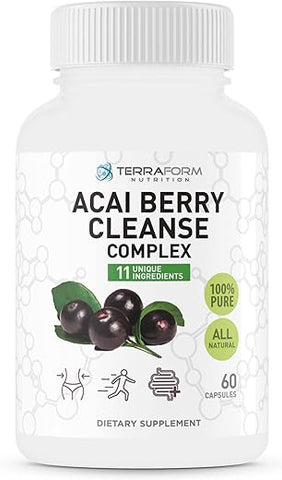TerraForm Nutrition - Limpeza Poderosa de Açaí Natural – Antioxidante Potente – Fígado, Intestino – 100g