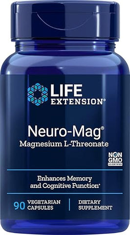 Neuro-mag Magnésio L-treonato, 90 Cápsulas (Pacote com 2) – Suplemento de Magnésio para a Saúde Cerebral - Life Extension