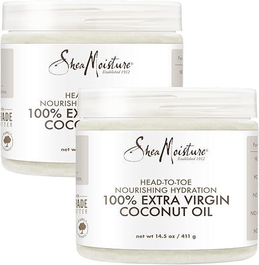 SheaMoisture - Shea Moisture Óleo de Coco 100% Extra Virgem para Cuidados com a Pele, Hidratante para Gestantes contra Estrias, Óleo de Coco Puro para Cuidados com o Cabelo, Vitamina E, Removedor de Maquiagem de Óleo de Coco