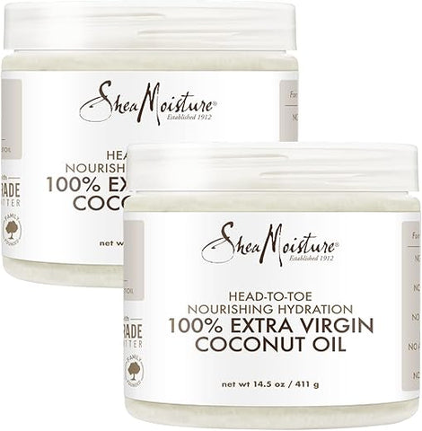 SheaMoisture - Shea Moisture Óleo de Coco 100% Extra Virgem para Cuidados com a Pele, Hidratante para Gestantes contra Estrias, Óleo de Coco Puro para Cuidados com o Cabelo, Vitamina E, Removedor de Maquiagem de Óleo de Coco