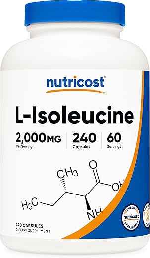 L-Isoleucina 2000mg Por Porção, 240 Cápsulas (60 Porções) – Compre Agora! - Nutricost