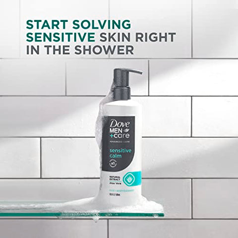 DOVE MEN + CARE - DOVE MEN CARE – Sabonete Líquido Facial e Corporal Avançado Sensitive Calm 3 Unidades para Pele Sensível – Gel de Banho com Extrato Natural de Aloe Vera 500ml