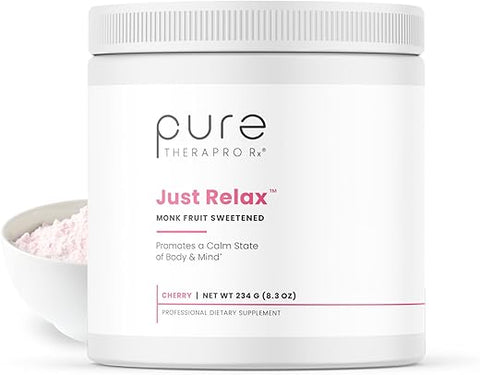 Pure Therapro Rx - Just Relax – 60 Porções de Cereja | Suporta: Humor Relaxado, Pressão Arterial Saudável, Bem-Estar Emocional, Equilíbrio Hormonal* | Myo-inositol; Di-Malato de Magnésio, GABA, Taurina | Marca: Just Relax