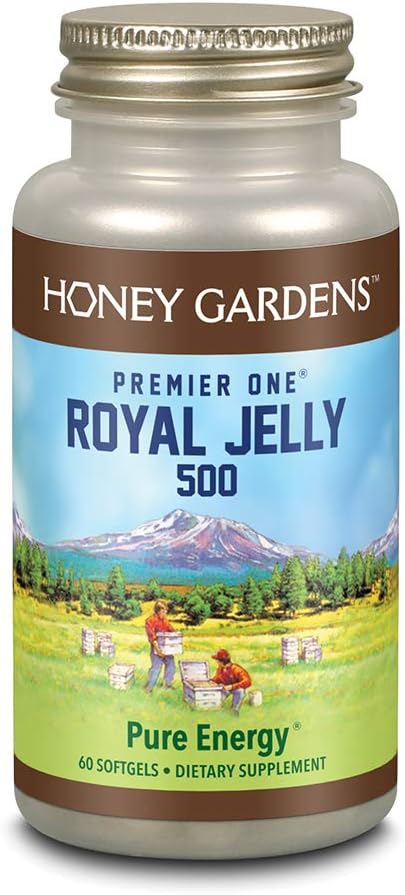 Mel – Honey Gardens Premier One Royal Jelly 500mg | 60 CT | 60 Cápsulas | 500mg | Real Jelly | Mel Puro | 60 Unidades