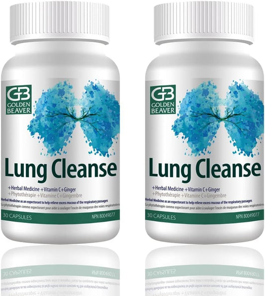 WhaazzPop - GB Golden Beaver® Limpeza Pulmonar – Agente Eficaz para Pessoas em Risco ou Desafiadas por Infecções Virais, Tabagismo, DPOC, Poluição – 7 Ingredientes Naturais. 2 Frascos