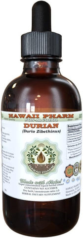 Durian Extrato Líquido Sem Álcool, Glicerito de Fruta Fresca de Durian (Durio Zibethinus) Hawaii Pharm Suplemento Herbal Natural 120 ml
