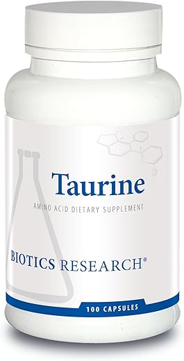 Taurine – 500 mg, Aminoácido, Saúde Cerebral, Saúde Cardiovascular, Antioxidante. 100 Cápsulas - Biotics Research