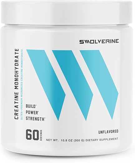 Creatine Monohydrate | Melhor Pó de Creatina Micronizada, Kre-Alkalyn para Potência, Força e Desempenho (Sem Sabor, 60 Porções) - Swolverine