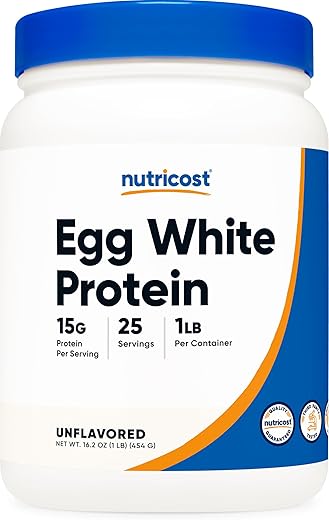 Proteína em Pó de Clara de Ovo 454g (Sem Sabor) – Não-OGM, Livre de Glúten - Nutricost