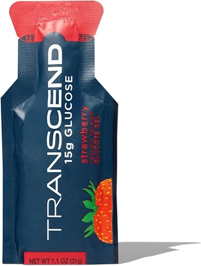 Foods Gel de Morango (31g, Pacote com 10) Gel de Carboidrato de Ação Rápida Sabor Morango – Sem Cafeína, Sem Glúten - Transcend