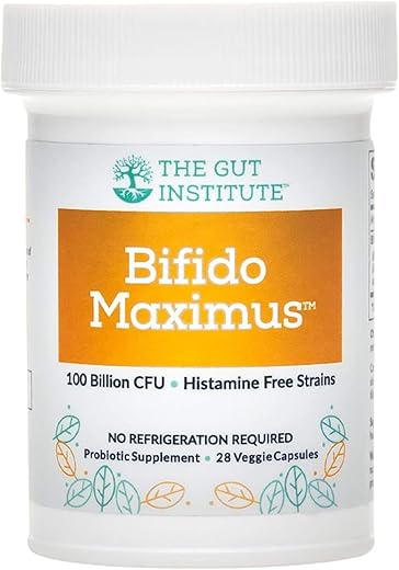 The Gut Institute - Bifido Maximus Ultra Potência Probióticos para Mulheres e Homens – Bifidobacterium longum 100 Bilhões UFC – 28 un – 7 Cepas – Sem Histaminas – Não Precisa de Refrigeração – Fabricado nos EUA
